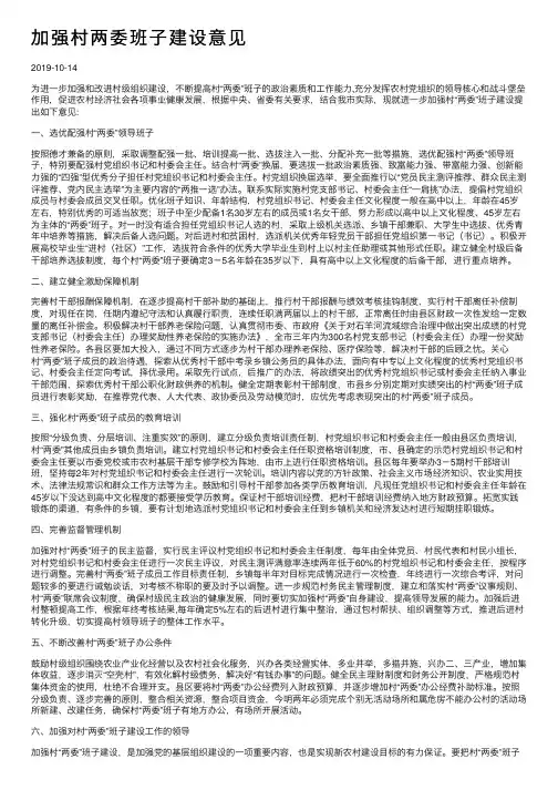 加强村两委班子建设意见