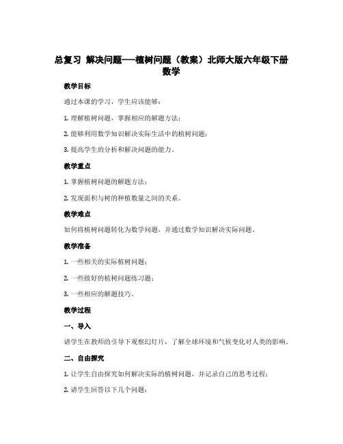 总复习 解决问题----植树问题(教案)北师大版六年级下册数学