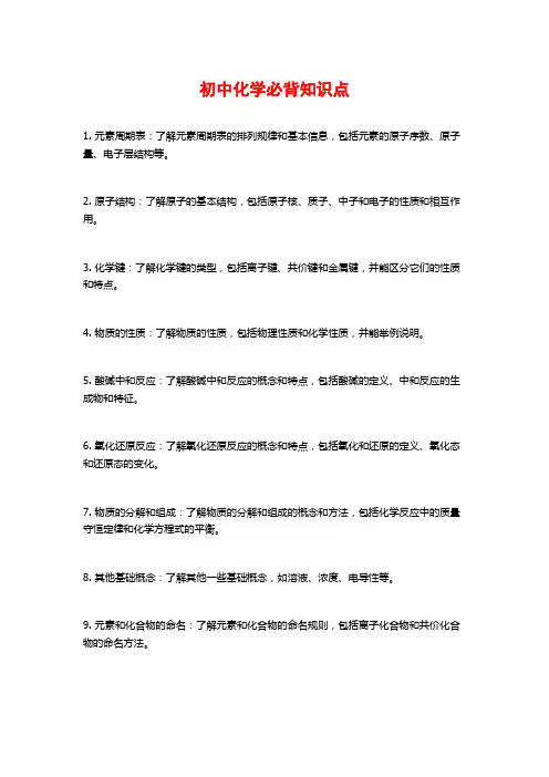 初中化学必背知识点