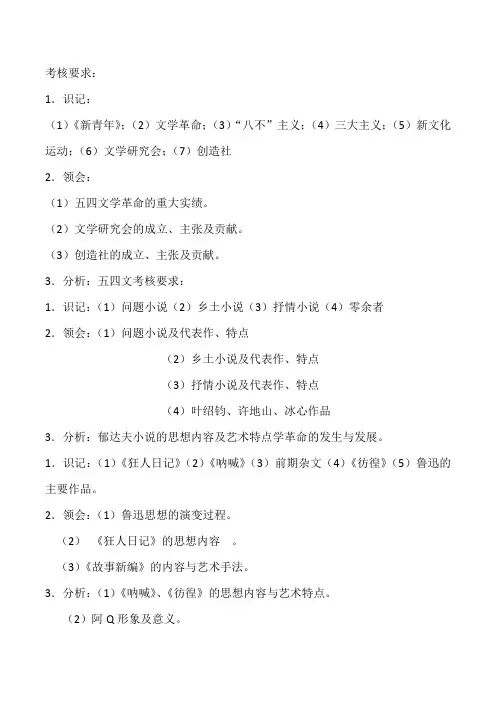 现代文学习题吉林师范大学博达学院