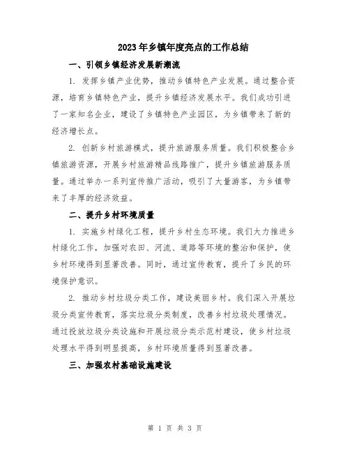2023年乡镇年度亮点的工作总结