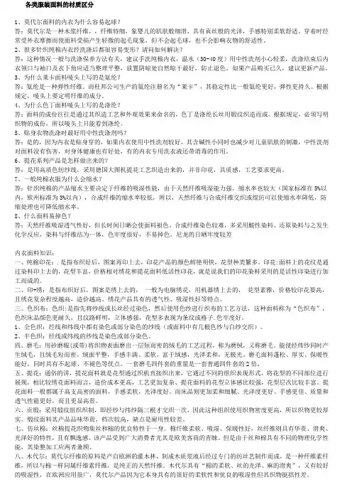 各类服装面料的材质区分