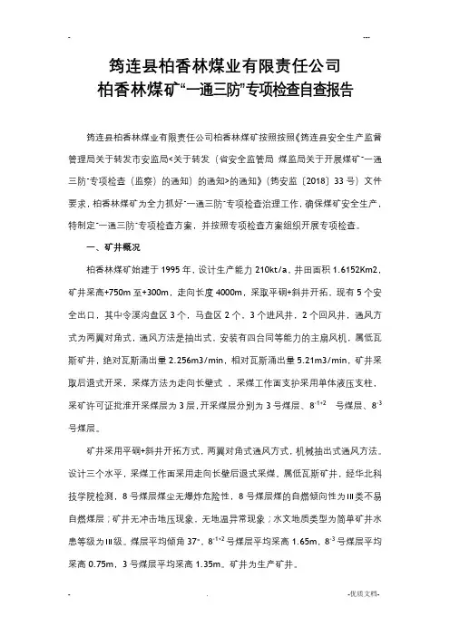 一通三防专项检查自查报告