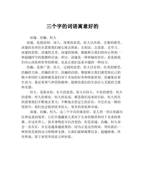 三个字的词语寓意好的