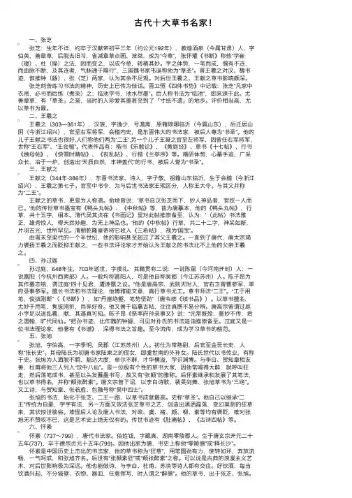 古代十大草书名家！