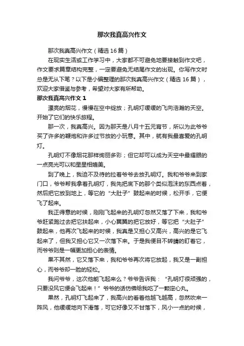 那次我真高兴作文