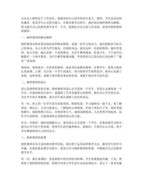 榜样教师感悟心得体会范文