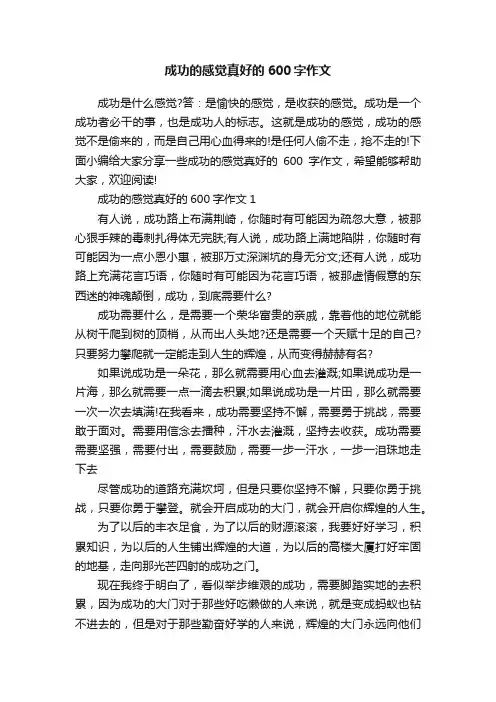 成功的感觉真好的600字作文