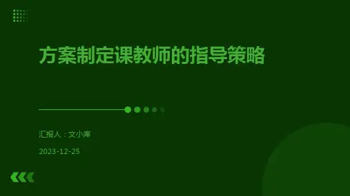 方案制定课教师的指导策略