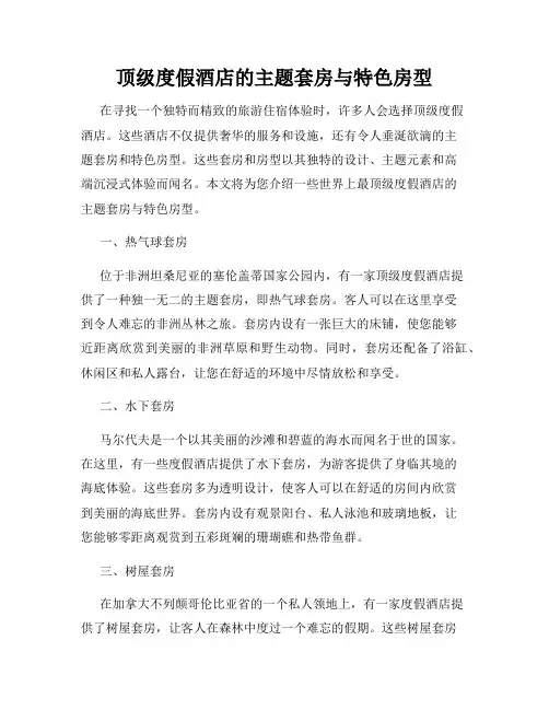 顶级度假酒店的主题套房与特色房型