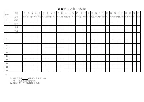 2024年每日打卡记录表