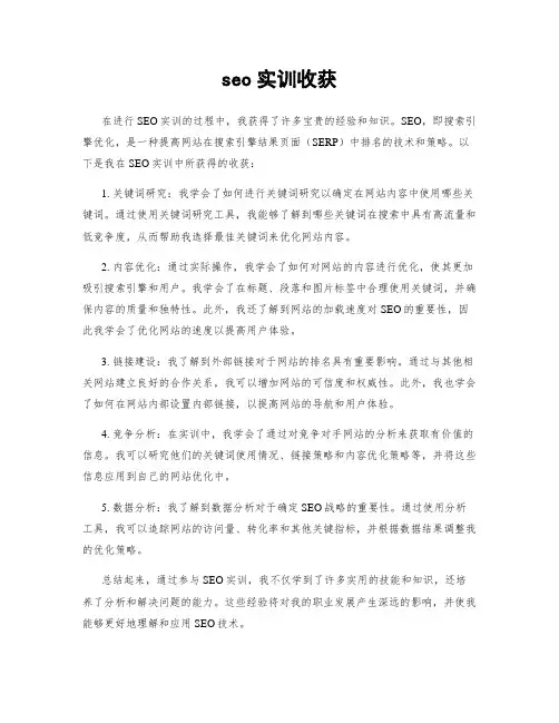 seo实训收获