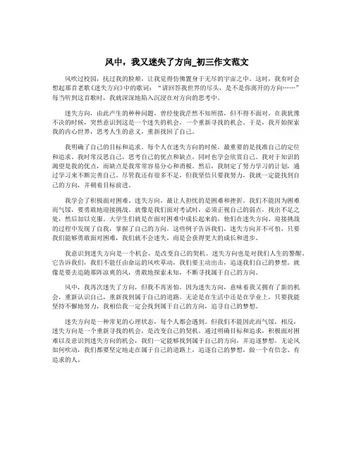 风中,我又迷失了方向_初三作文范文
