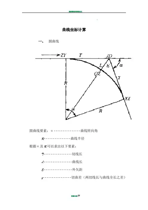 曲线坐标计算(