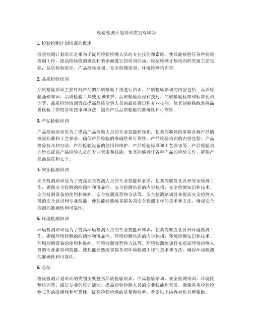检验检测计划培训类别有哪些