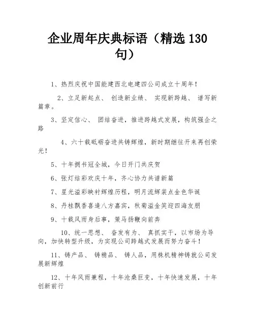 企业周年庆典标语(精选130句)