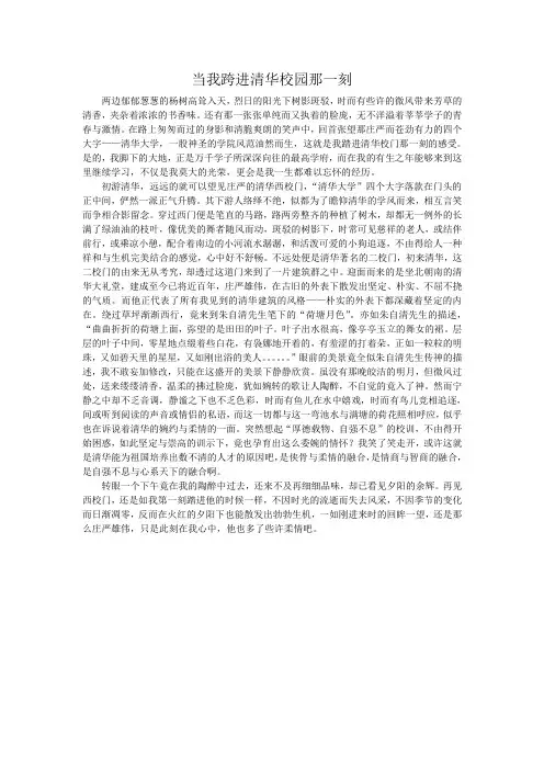 当我踏进清华大学校门的那一刻
