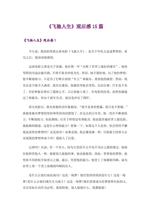 《飞驰人生》观后感15篇