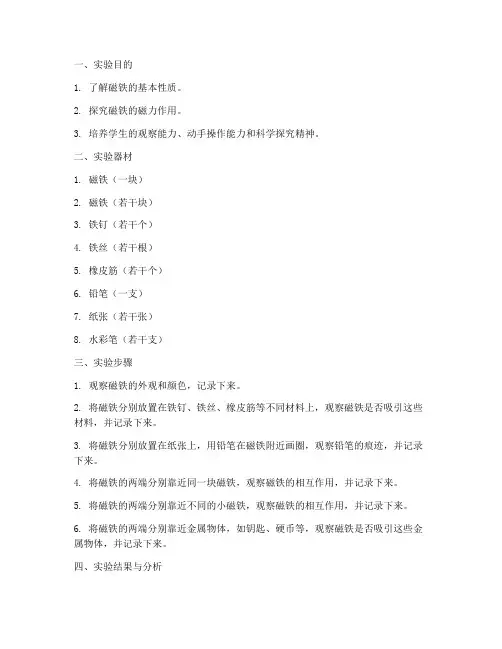 小学磁铁实验报告