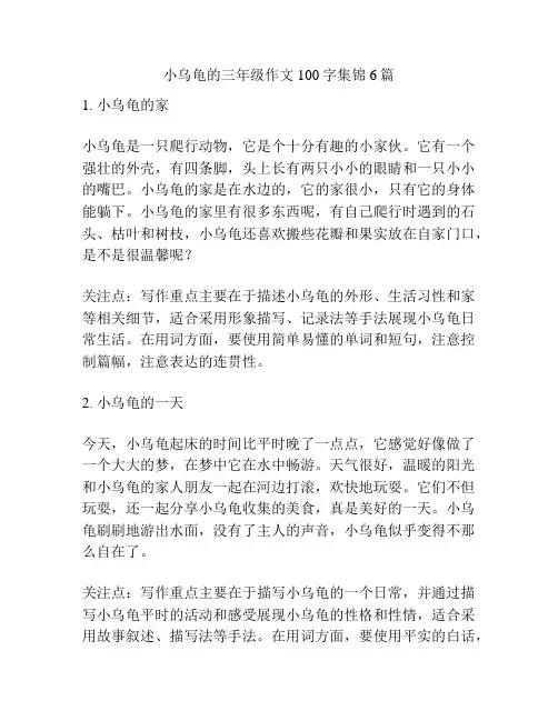 小乌龟的三年级作文100字集锦6篇