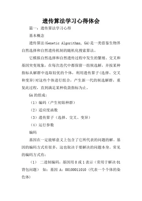 遗传算法学习心得体会