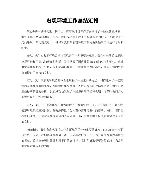 宏观环境工作总结汇报