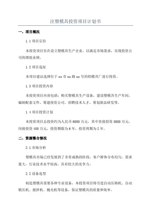 注塑模具投资项目计划书
