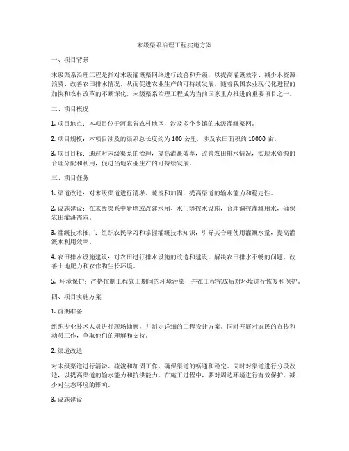 末级渠系治理工程实施方案