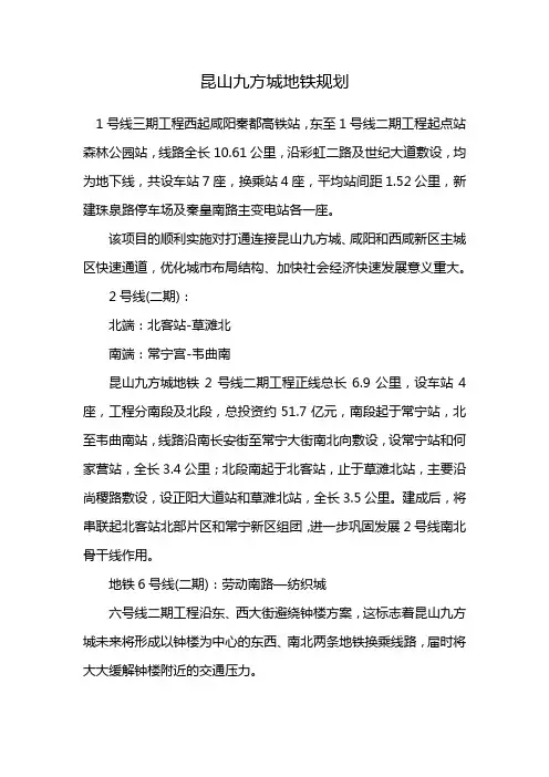 昆山九方城地铁规划