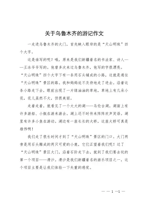 关于乌鲁木齐的游记作文