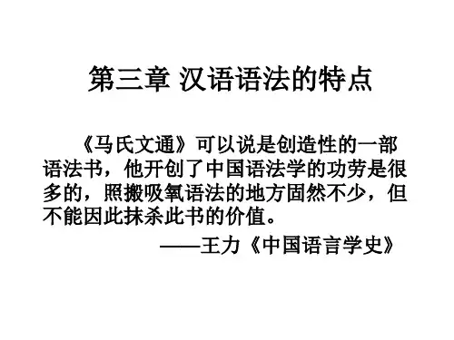现代汉语语法学第三章汉语的特点