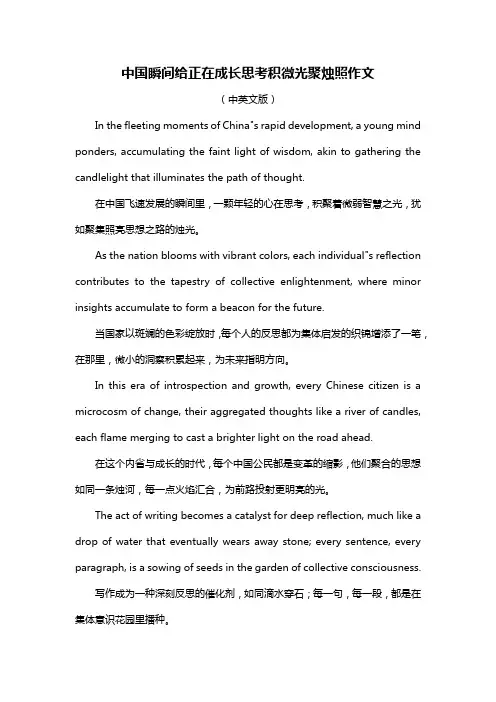 中国瞬间给正在成长思考积微光聚烛照作文