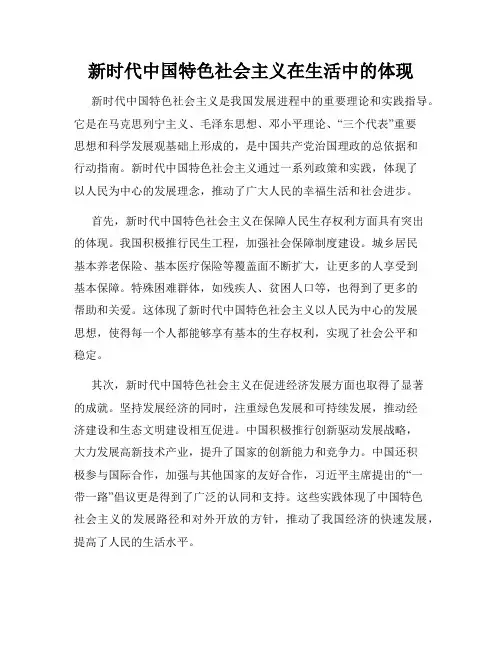 新时代中国特色社会主义在生活中的体现