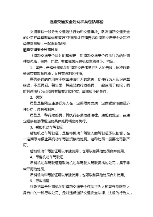 道路交通安全处罚种类包括哪些