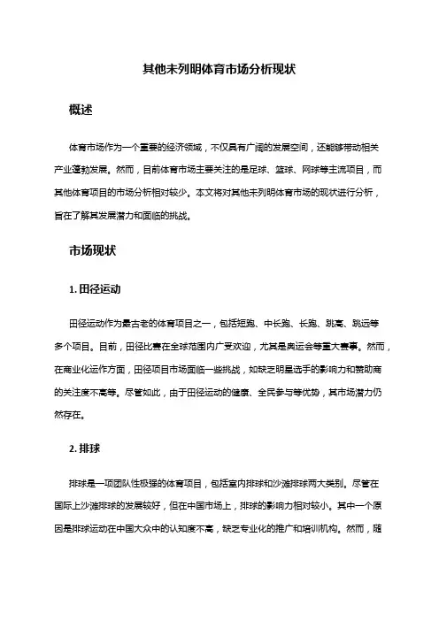 2024年其他未列明体育市场分析现状