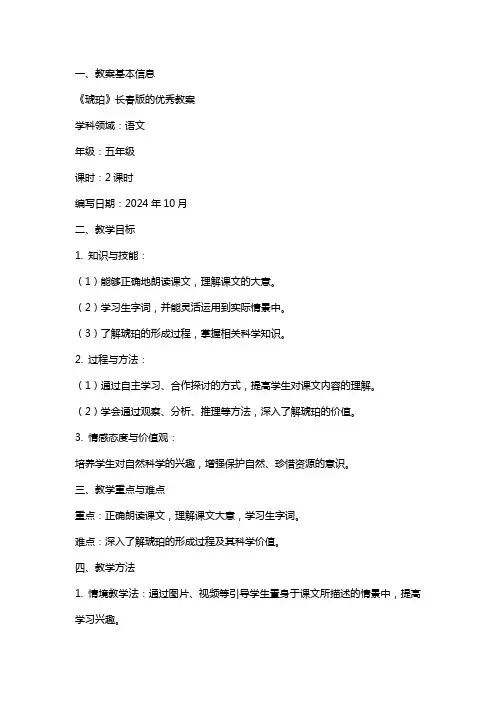 《琥珀》长春版的教案