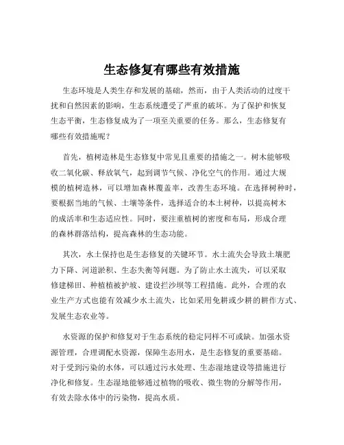 生态修复有哪些有效措施