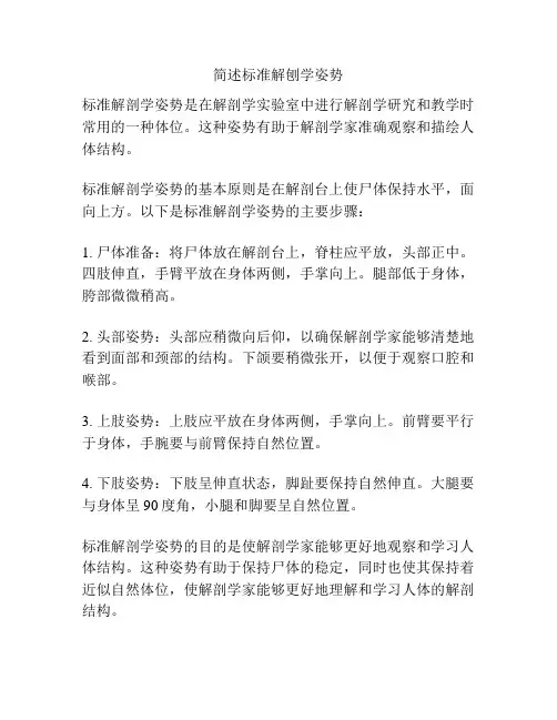 简述标准解刨学姿势