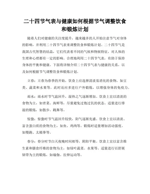 二十四节气表与健康如何根据节气调整饮食和锻炼计划