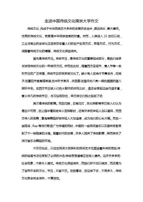 走进中国传统文化南京大学作文