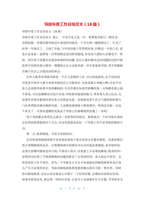 导游年度工作总结范文(16篇)