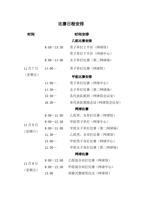 重庆大学生网球比赛日程安排