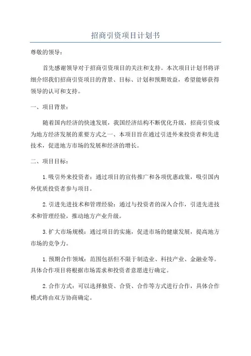 招商引资项目计划书