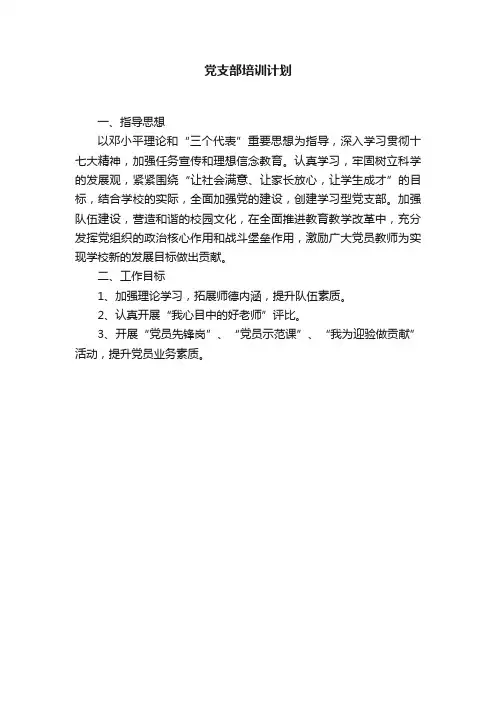 党支部培训计划