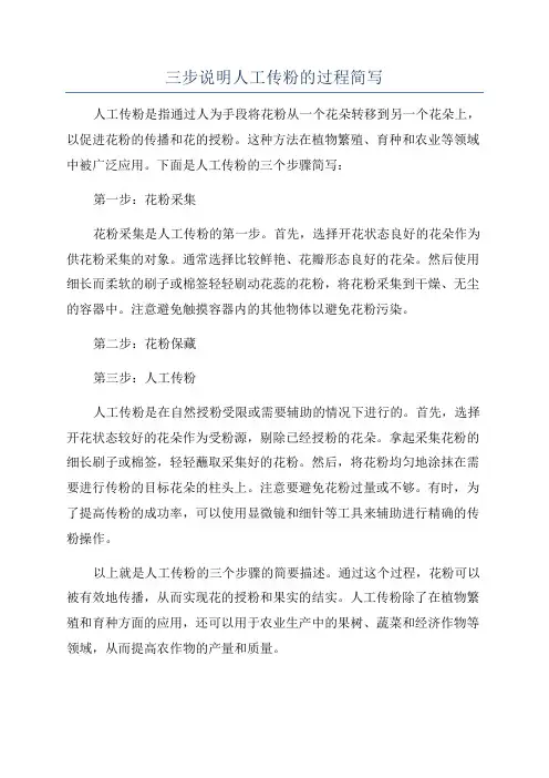 三步说明人工传粉的过程简写