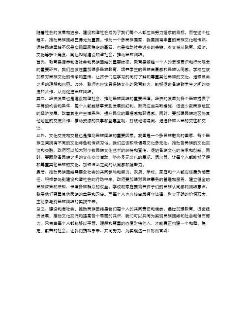 建设和谐社会,推动民族团结——申论