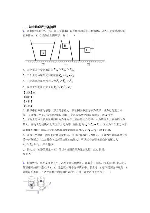 2020-2021全国中考物理浮力类问题中考真题分类汇总