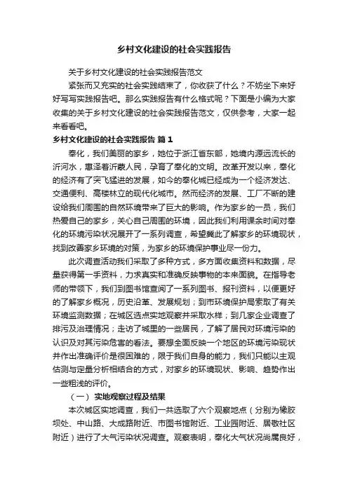 乡村文化建设的社会实践报告