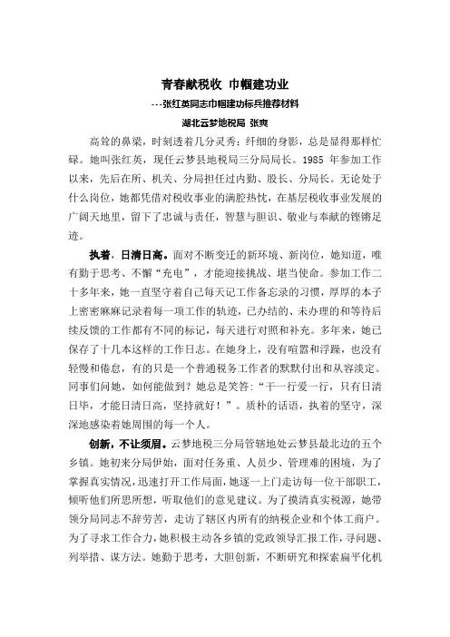 青春献税收 巾帼建功业