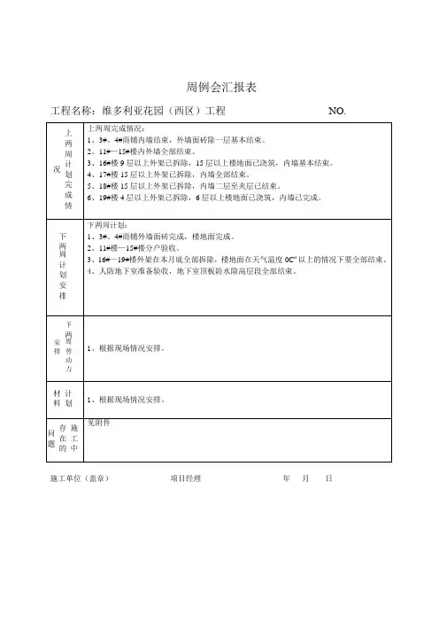 周例会汇报表